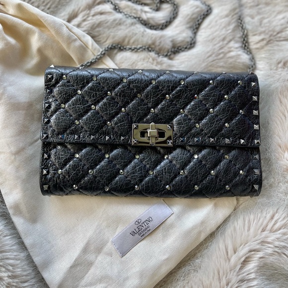 ❌SOLD ON IG❌ VALENTINO Crystal Studded Wallet on Chain clutch - Picture 2 of 7